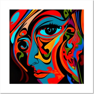 Woman Face Abstract Funky Art Posters and Art